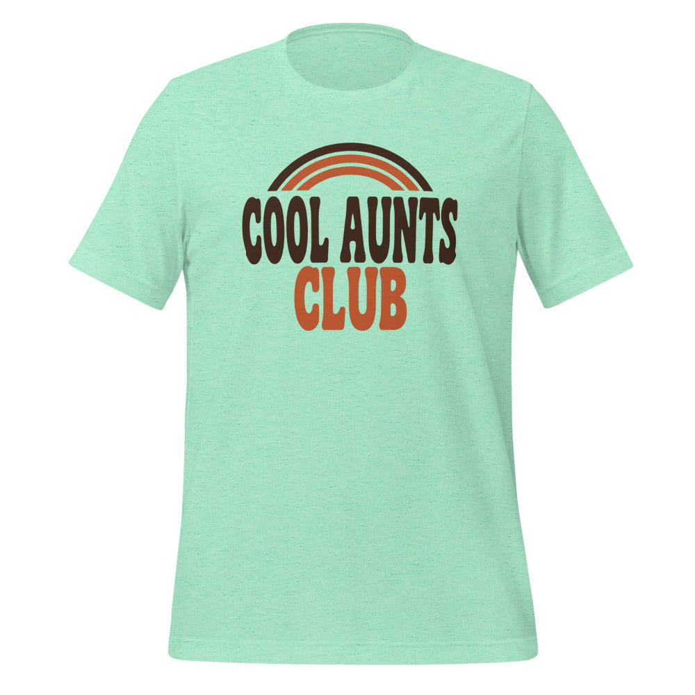 Cool Aunts Club retro groovy aunt tee — Heather Mint, front
