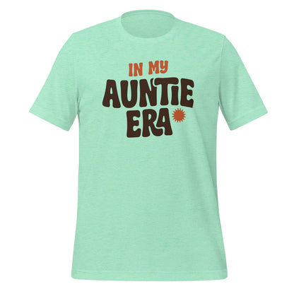 In My Auntie Era retro groovy aunt tee — Heather Mint, front