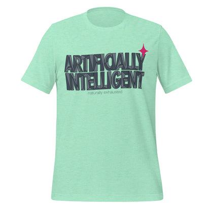 Artificially Intelligent funny AI t-shirt — Heather Mint, front