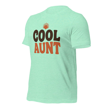 Cool Aunt retro groovy aunt tee — Heather Mint, front-right