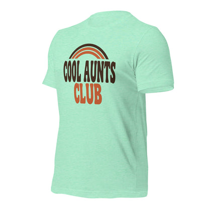 Cool Aunts Club retro groovy aunt tee — Heather Mint, front-right