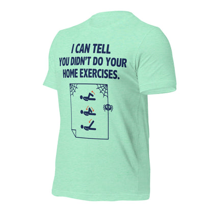 Home Exercises funny physical therapy tee — Heather Mint, front-right