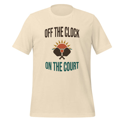 Off The Clock On The Court retro pickleball tee — HP Natural, front