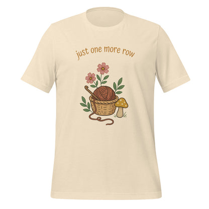 Just One More Row crochet cottagecore tee — Heather Natural, front