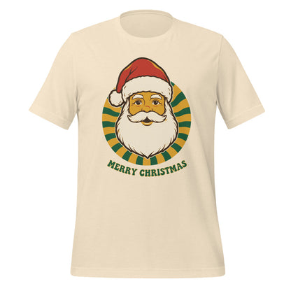 Groovy Santa retro Christmas tee — Heather Natural, front