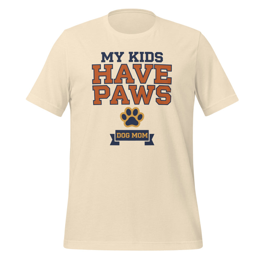 My Kids Have Paws funny dog mom tee — Heather Natural, front