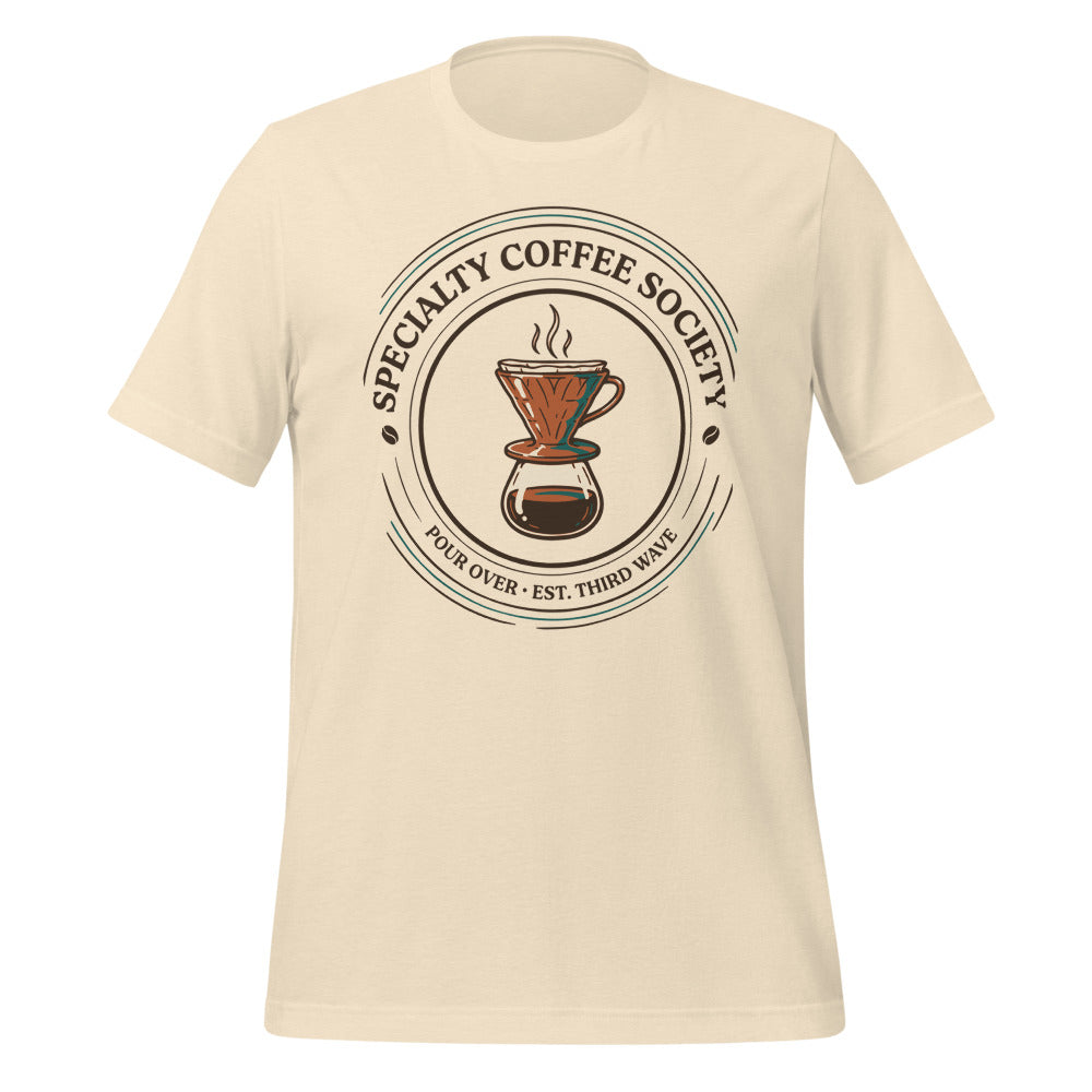 Specialty Coffee Society specialty coffee tee — Heather Natural, front