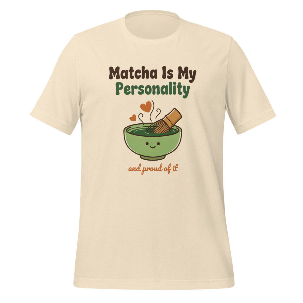 Matcha Is My Personality retro matcha tee — Heather Natural, front