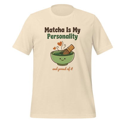Matcha Is My Personality retro matcha tee — Heather Natural, front