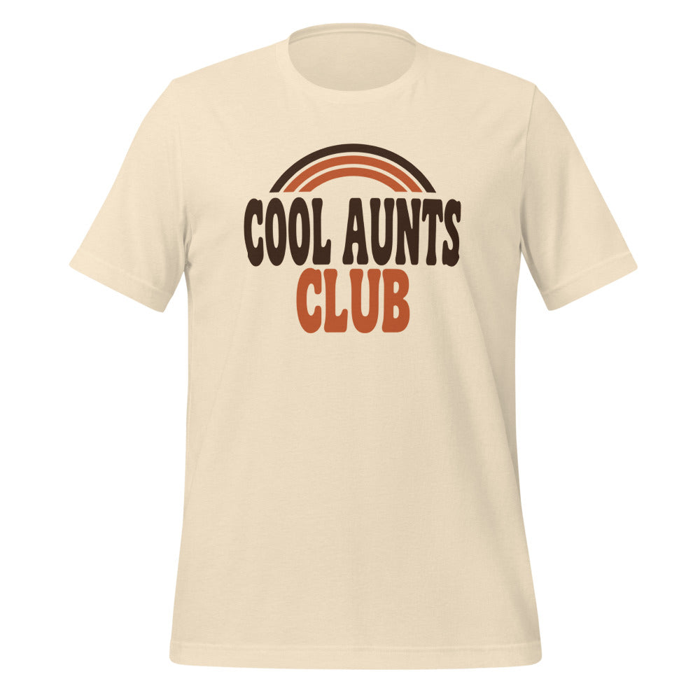 Cool Aunts Club retro groovy aunt tee — Heather Natural, front