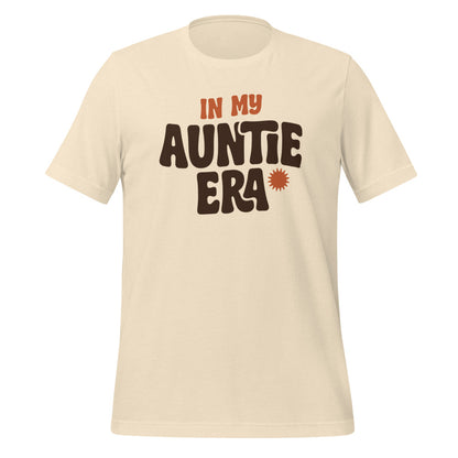 In My Auntie Era retro groovy aunt tee — Heather Natural, front