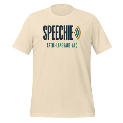 Speechie Wordmark speech therapy tee — Heather Natural, front