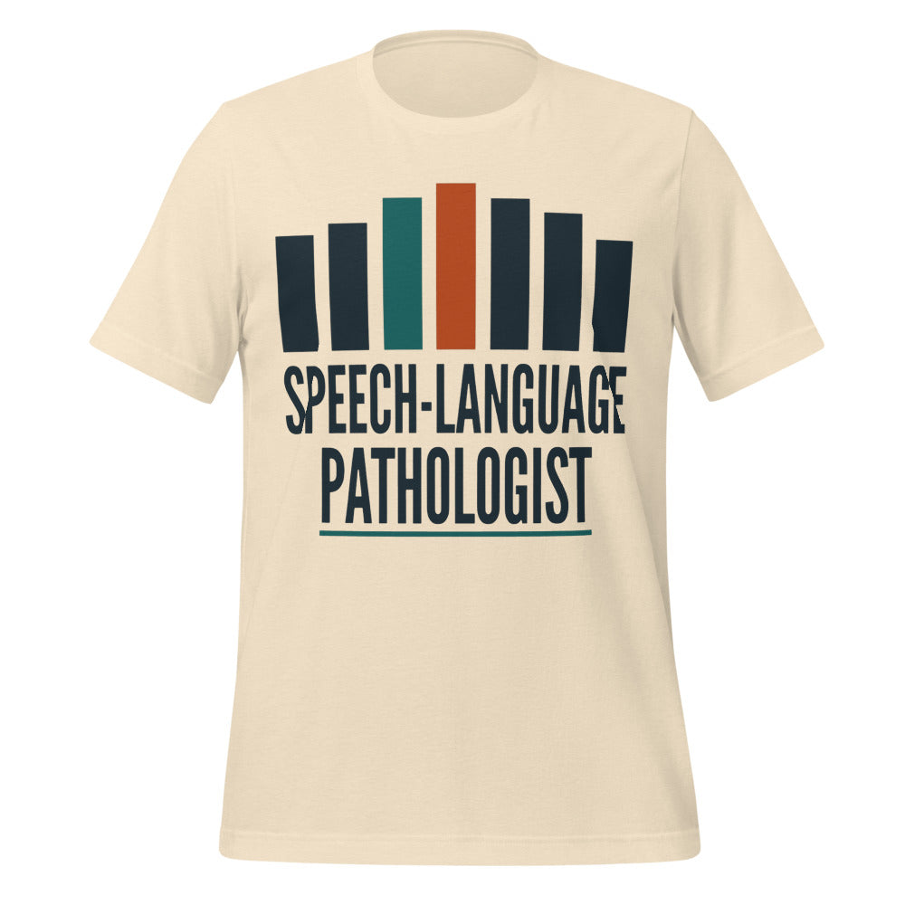 Mid-Century Clinic speech therapy tee — Heather Natural, front