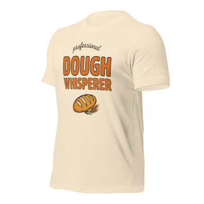 Professional Dough Whisperer funny baker tee — Heather Natural, front-right