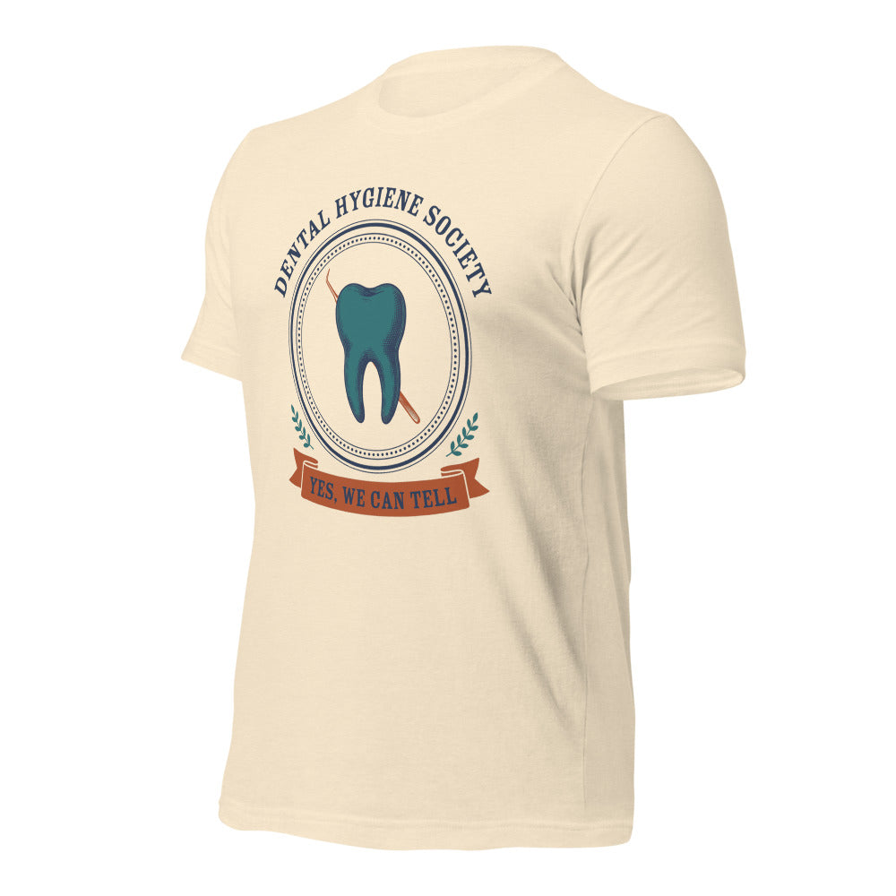 Dental Hygiene Society dental hygienist tee — Heather Natural, front-right