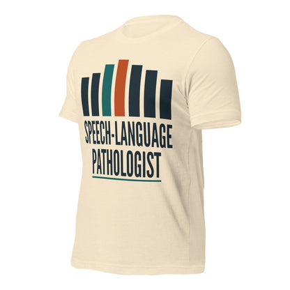 Mid-Century Clinic speech therapy tee — Heather Natural, front-right