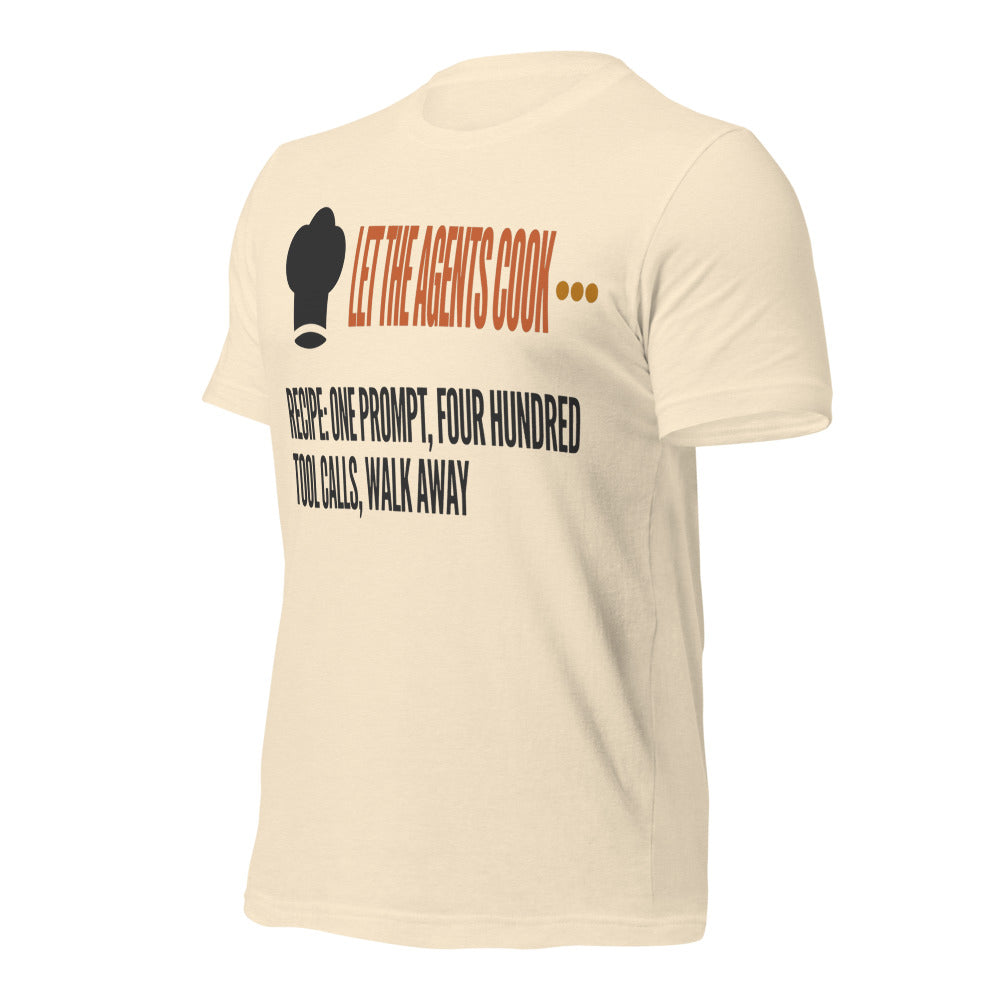 Let The Agents Cook tee — Heather Natural, front-right