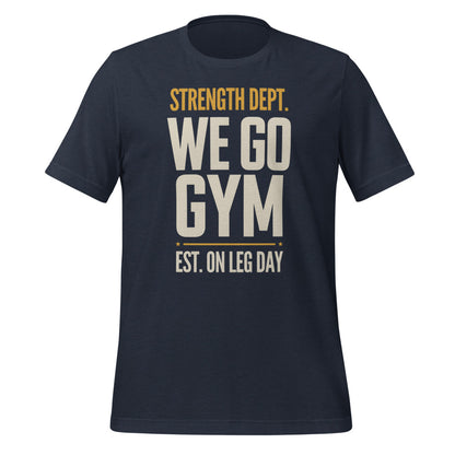 We Go Gym vintage athletic gym tee — Heather Navy, front