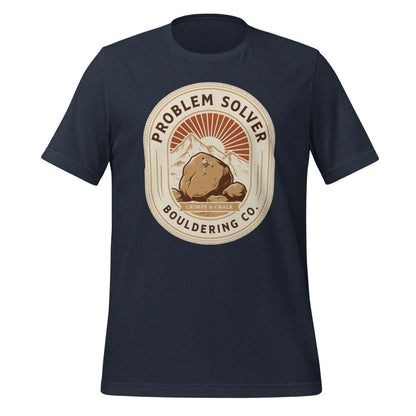 Problem Solver Bouldering Badge t-shirt — Heather Navy, front