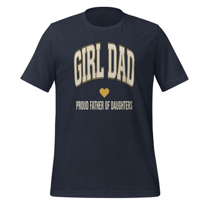 Girl Dad retro varsity tee — Heather Navy, front