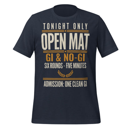 Open Mat Tonight Brazilian jiu jitsu t-shirt — Heather Navy, front