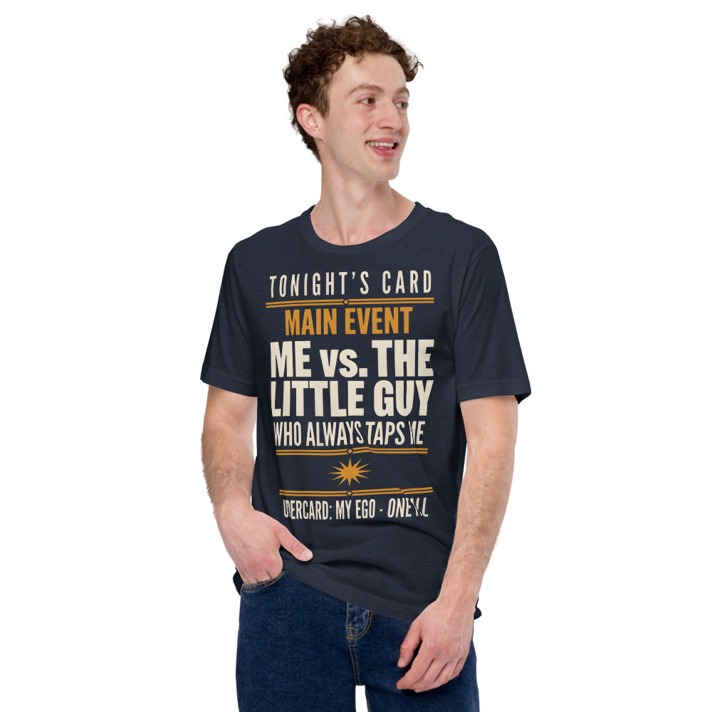 Tonight's Card funny Brazilian jiu jitsu t-shirt — Heather Navy, on model