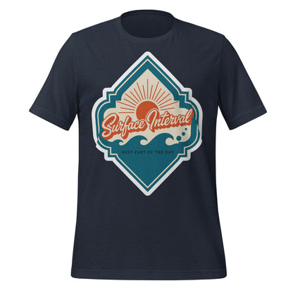 Surface Interval vintage scuba diving travel decal t-shirt — Heather Navy, front