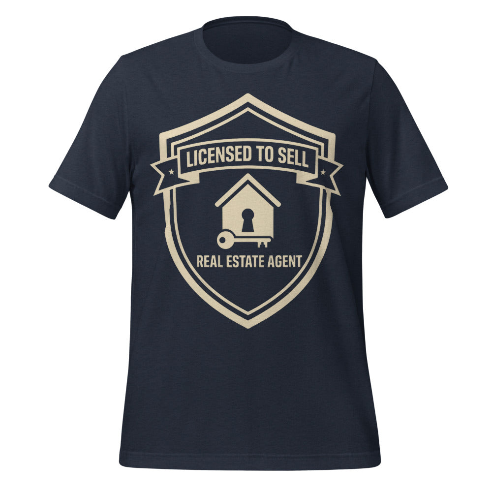 Licensed to Sell real estate agent tee — Heather Navy, front