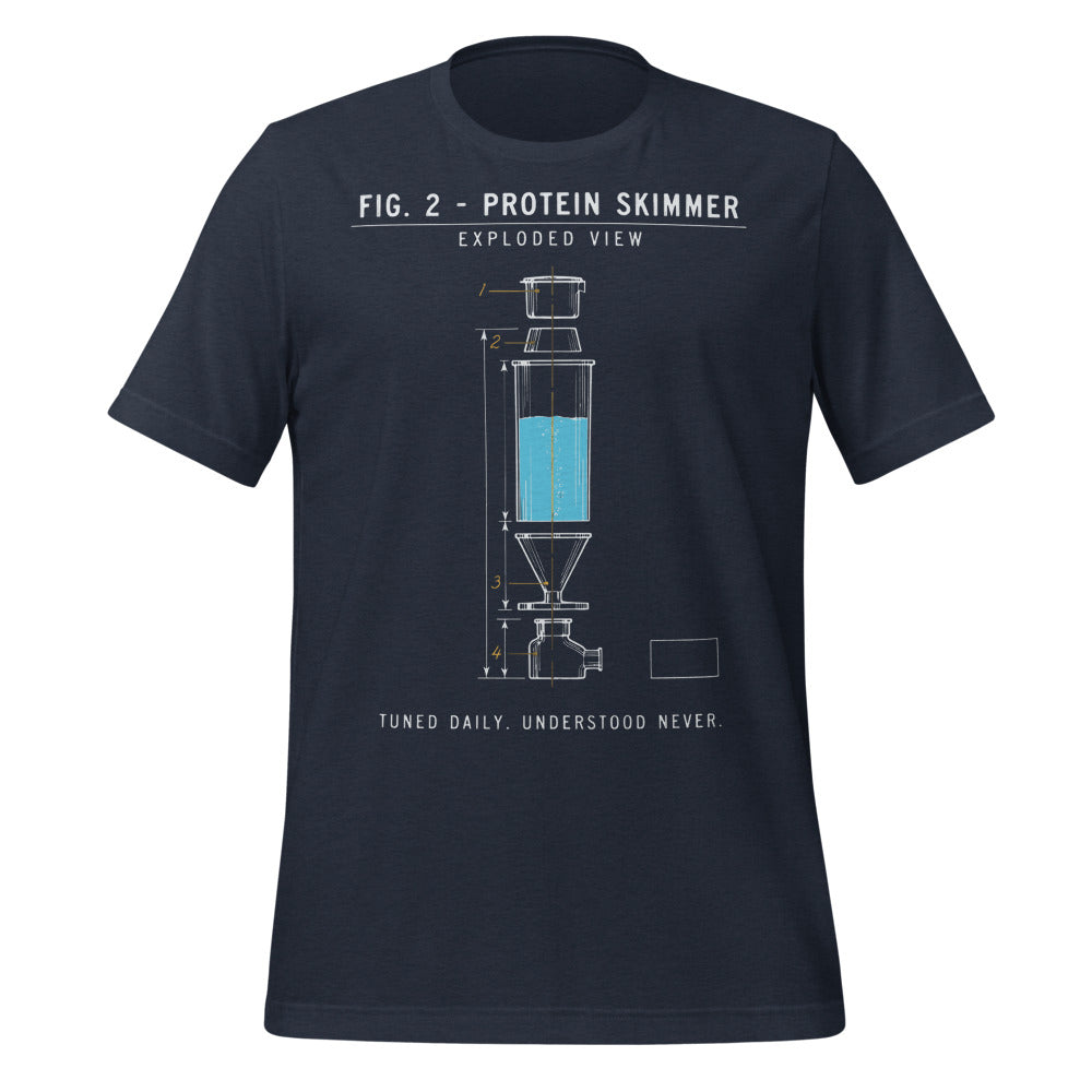 Protein Skimmer Exploded View reef tank saltwater aquarium t-shirt — Heather Navy, front