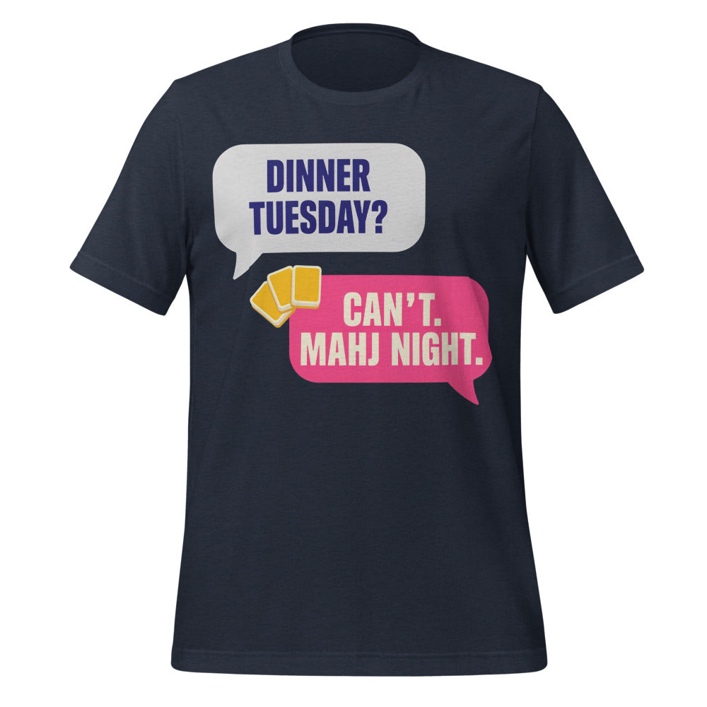 Mahj Night funny mahjong tee — Heather Navy, front