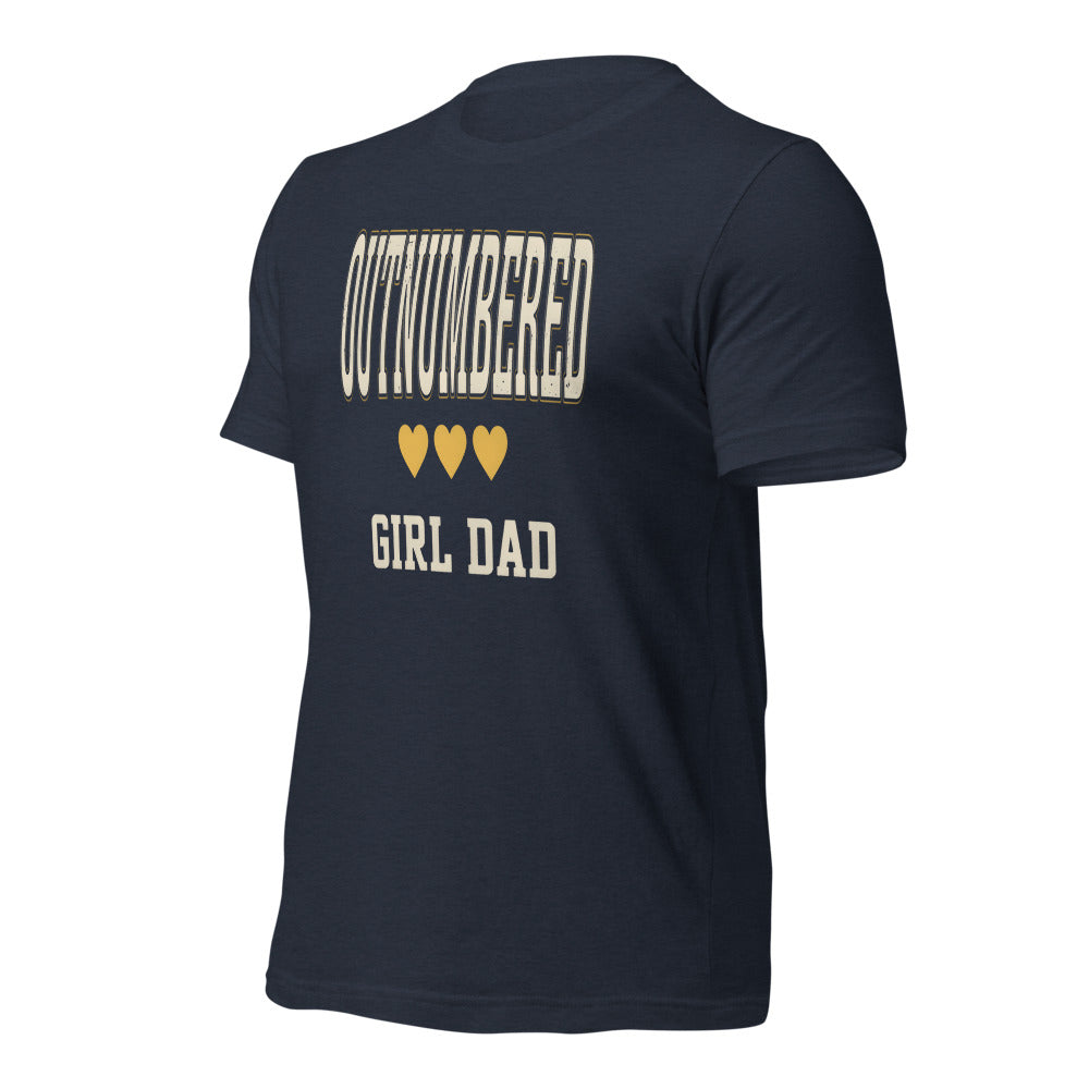 Girl Dad Outnumbered & Proud tee — Heather Navy, front-right