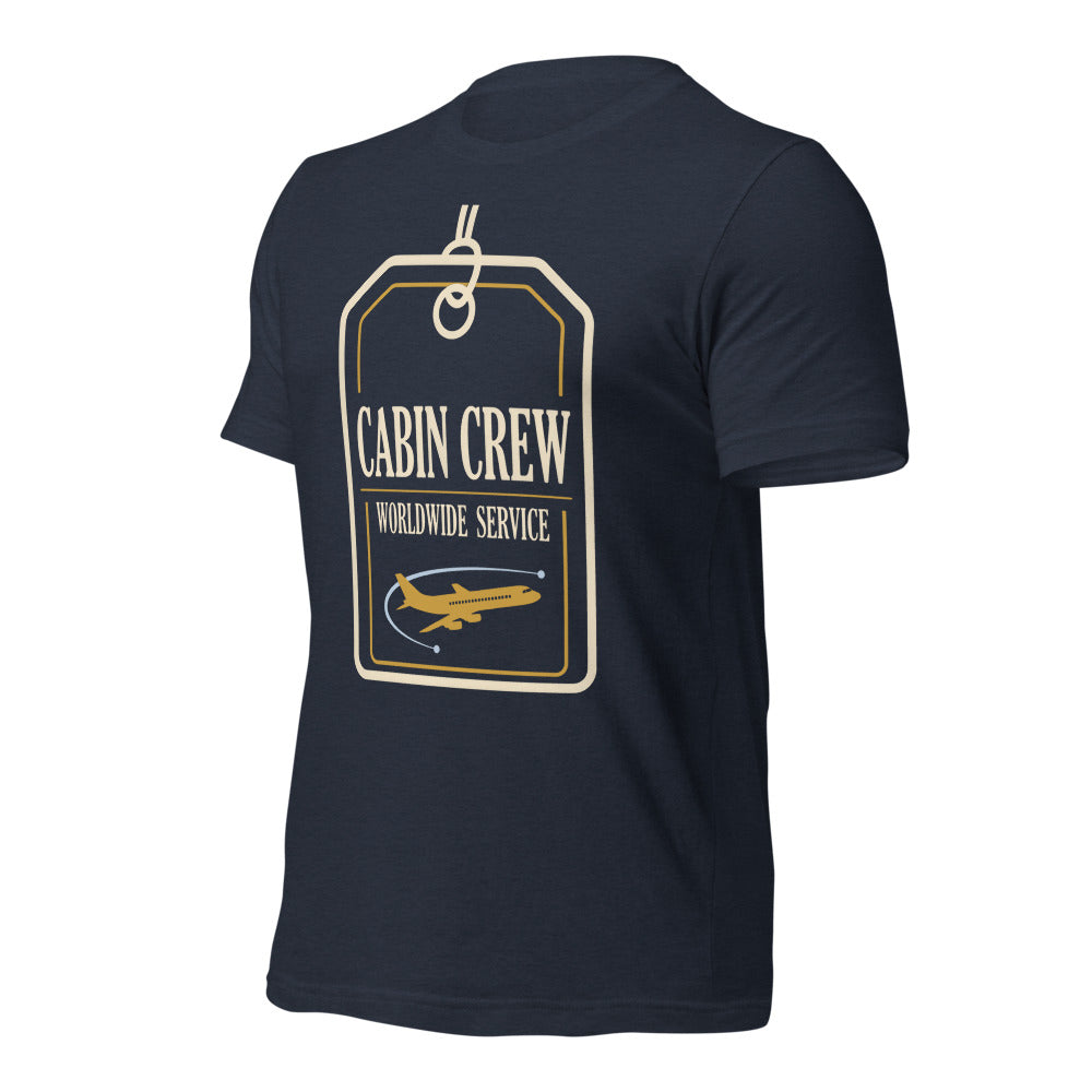 Worldwide Service cabin crew tee — Heather Navy, front-right