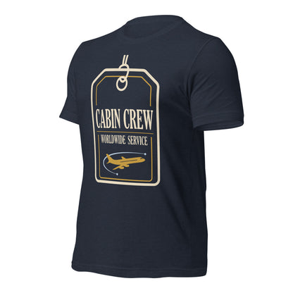 Worldwide Service cabin crew tee — Heather Navy, front-right