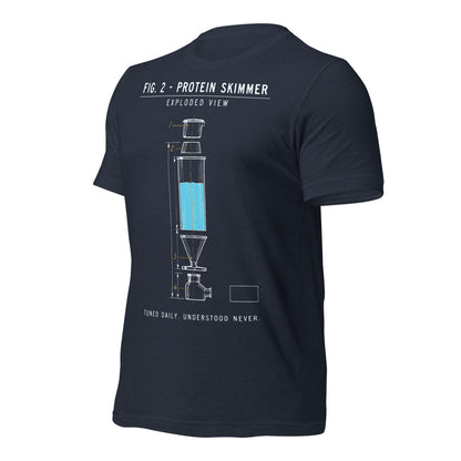 Protein Skimmer Exploded View reef tank saltwater aquarium t-shirt — Heather Navy, front-right