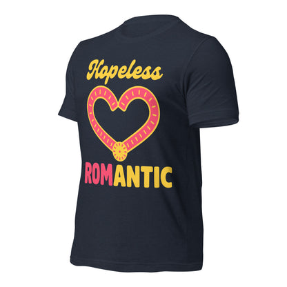 Hopeless ROMantic funny physical therapy tee — Heather Navy, front-right