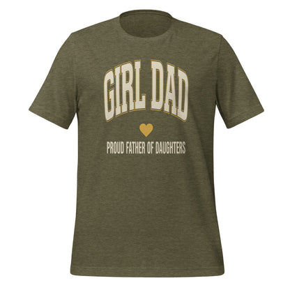 Girl Dad retro varsity tee — Heather Olive, front