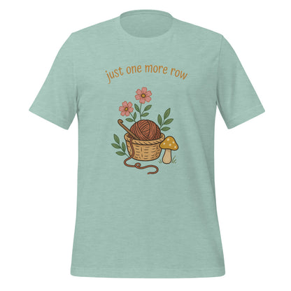 Just One More Row crochet cottagecore tee — Heather Prism Dusty Blue, front