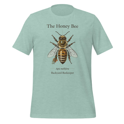 The Honey Bee Apis mellifera anatomical tee — Heather Prism Dusty Blue, front
