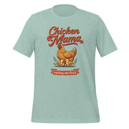 Chicken Mama raising my flock chicken keeper tee — Heather Prism Dusty Blue, front