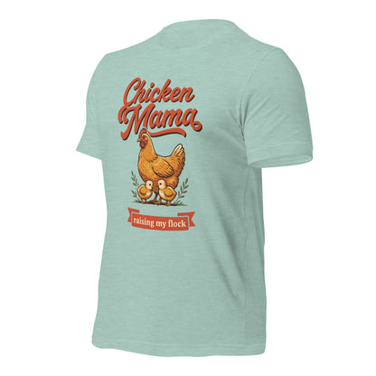 Chicken Mama raising my flock chicken keeper tee — Heather Prism Dusty Blue, front-right