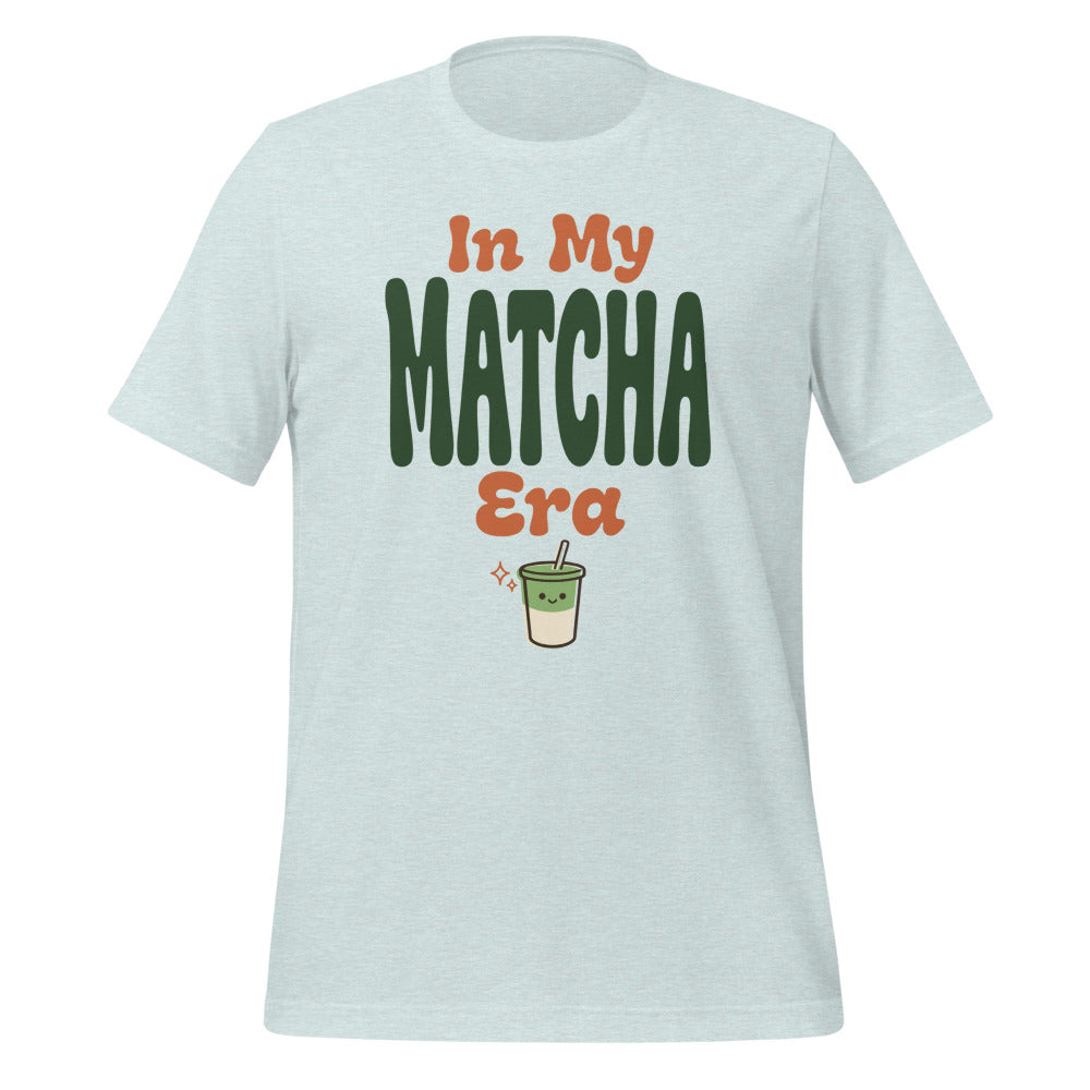 In My Matcha Era retro matcha tee — Heather Prism Ice Blue, front
