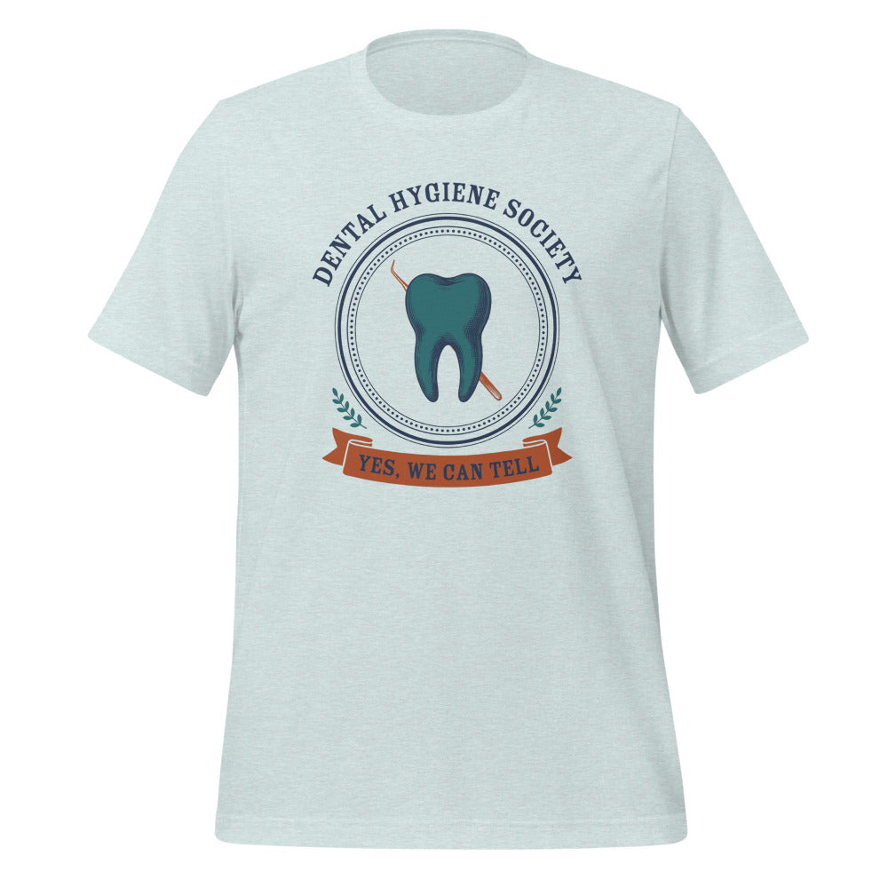 Dental Hygiene Society dental hygienist tee — Heather Prism Ice Blue, front