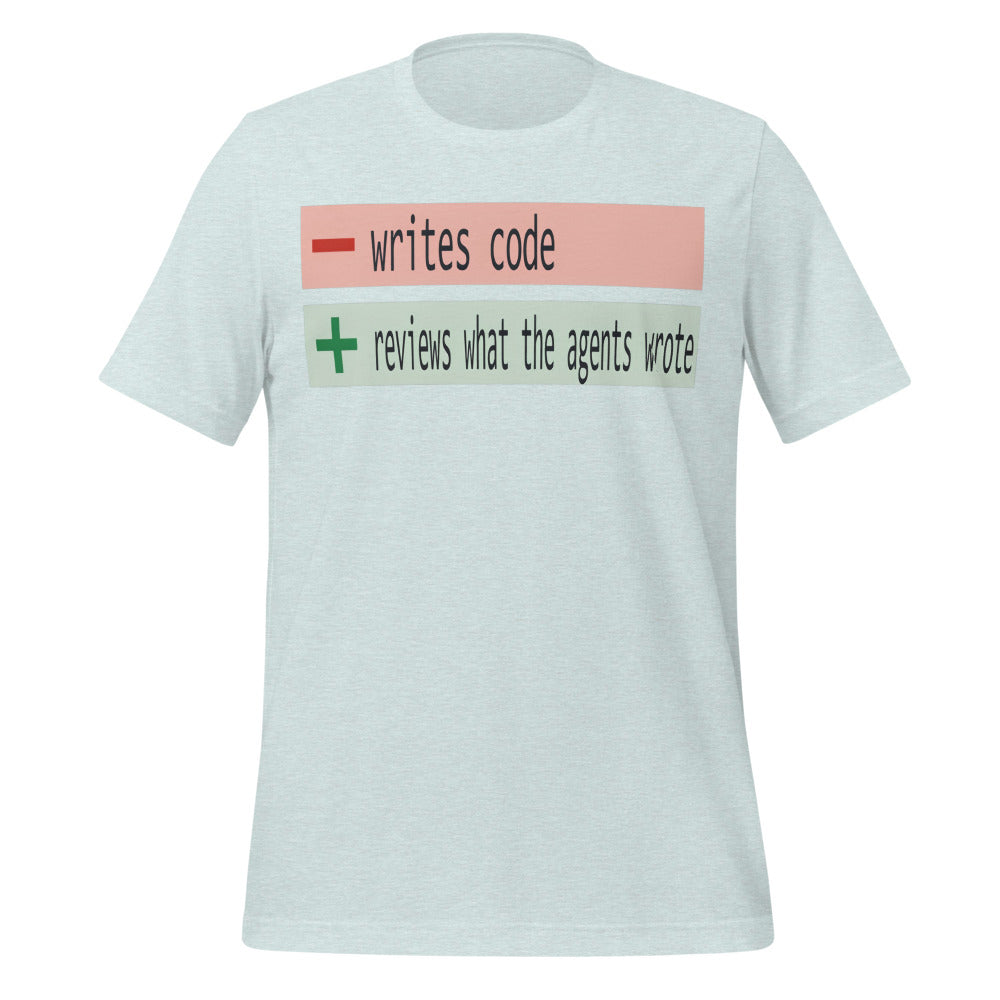 The Diff agentic AI engineer tee — Heather Prism Ice Blue, front