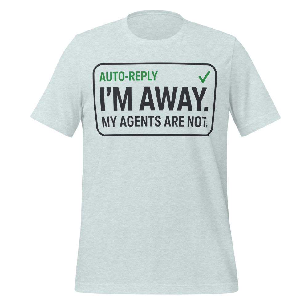 Auto-Reply agentic AI engineer tee — Heather Prism Ice Blue, front