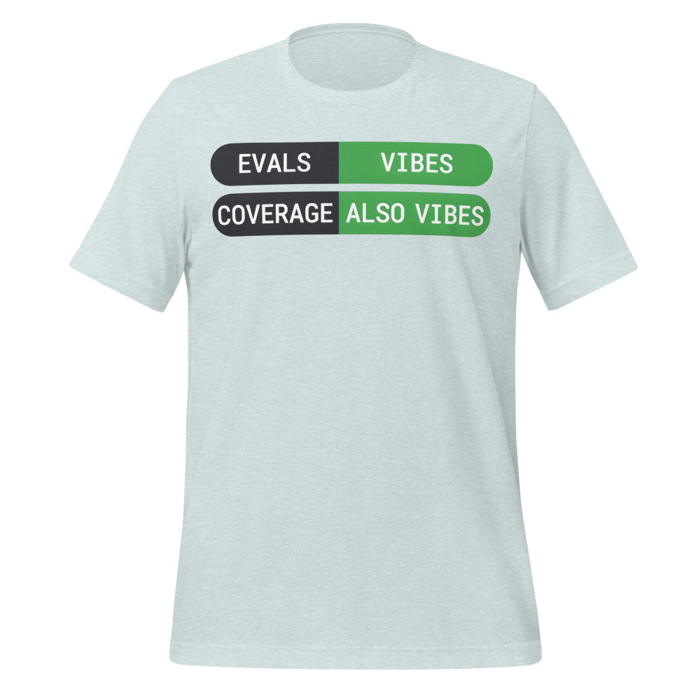 Eval Suite Vibes agentic AI engineer tee — Heather Prism Ice Blue, front