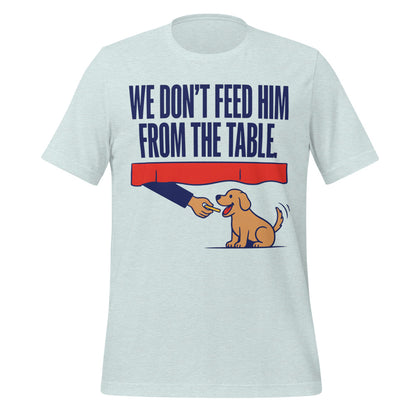 From The Table funny dog dad tee — Heather Prism Ice Blue, front