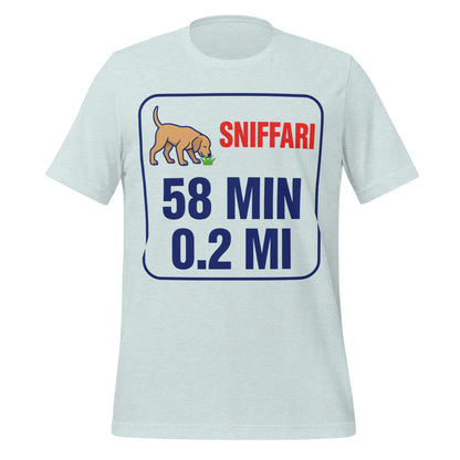 Sniff Walk Recap funny dog dad tee — Heather Prism Ice Blue, front