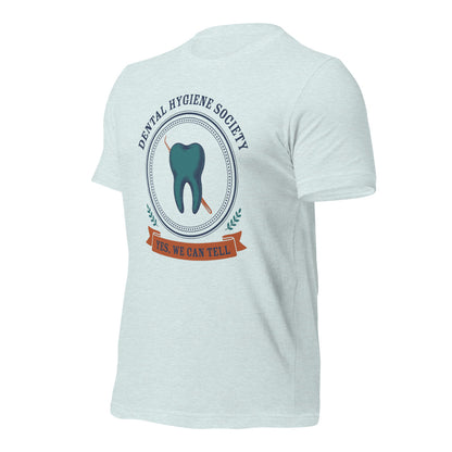 Dental Hygiene Society dental hygienist tee — Heather Prism Ice Blue, front-right