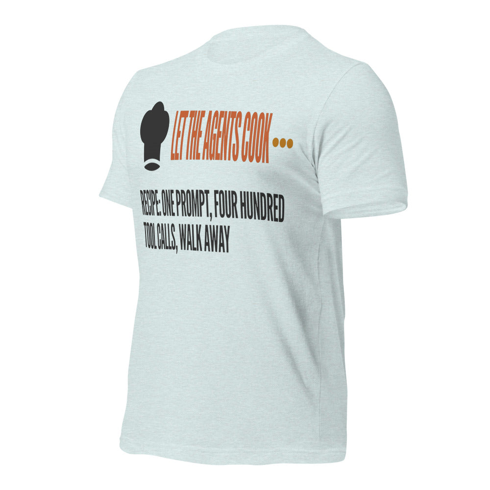 Let The Agents Cook tee — Heather Prism Ice Blue, front-right