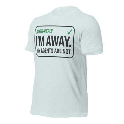 Auto-Reply agentic AI engineer tee — Heather Prism Ice Blue, front-right